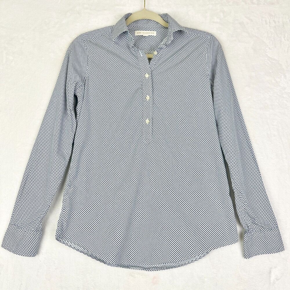 Ann Mashburn Tomboy Popover Shirt Size XS Dot Print Cotton Poplin Classic